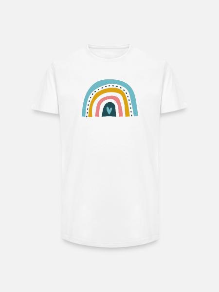 Rainbow with heart - Long Fit Men's T-Shirt - white