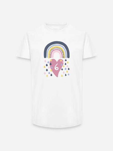 Rainbow 6th Birthday Kids - Long Fit Men's T-Shirt - white