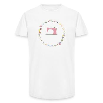 nostalgic colorful sewing machine with buttons - Long Fit Men's T-Shirt - white - Front - AI Model Male 185 light (185cm)