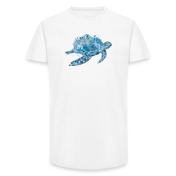 imaginative blue turtle with corals - Long Fit Men's T-Shirt - white - Front - AI Model Male 185 light (185cm)
