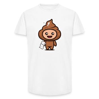 Amoureux du tas de caca avec du papier toilette – Drôle - T-shirt coupe longue homme - blanc - Devant - AI Model Male 185 light (185cm)