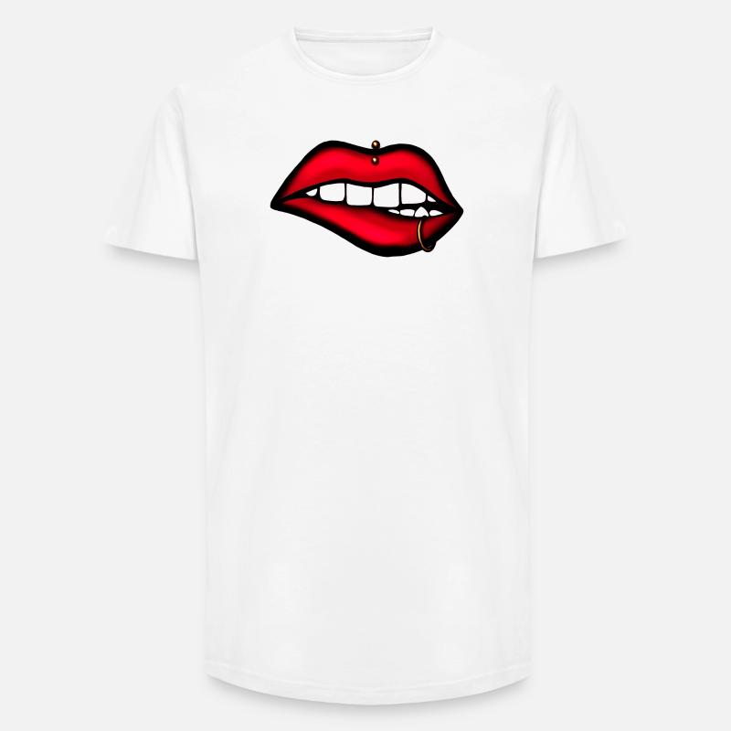 Lippen mit Piercing – Ästhetisches Design - Long Fit Männer T-Shirt - Weiß