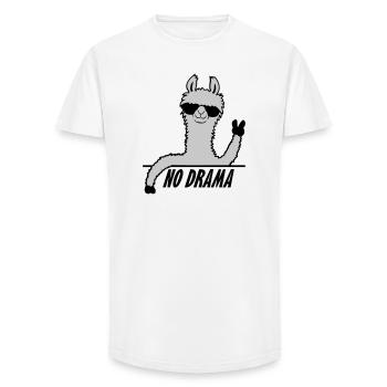 Pas de drame Lama - T-shirt coupe longue homme - blanc - Devant - AI Model Male 185 light (185cm)