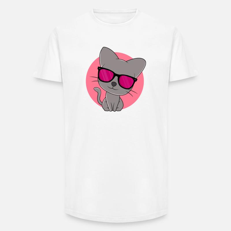 Süßes graues Kätzchen - Long Fit Männer T-Shirt - Weiß