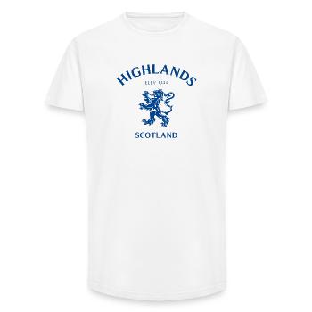 HIGHLANDS Schottland Écosse - T-shirt coupe longue homme - blanc - Devant - AI Model Male 185 light (185cm)