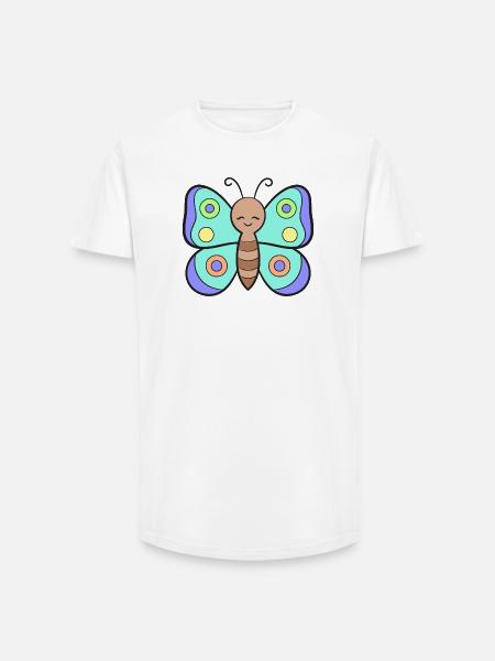 Papillons Papillons - T-shirt coupe longue homme - blanc