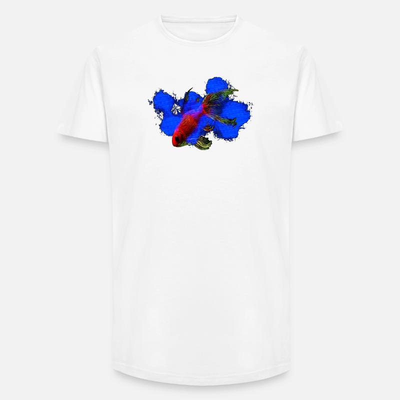 wassertiere, schleierschwanz Goldfisch - Long Fit Männer T-Shirt - Weiß