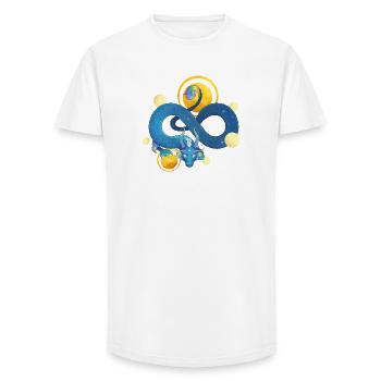 Blue Ink Spirits - Regenbogen Blauer Drache & Gold - Long Fit Männer T-Shirt - Weiß - Vorne - AI Model Male 185 light (185cm)