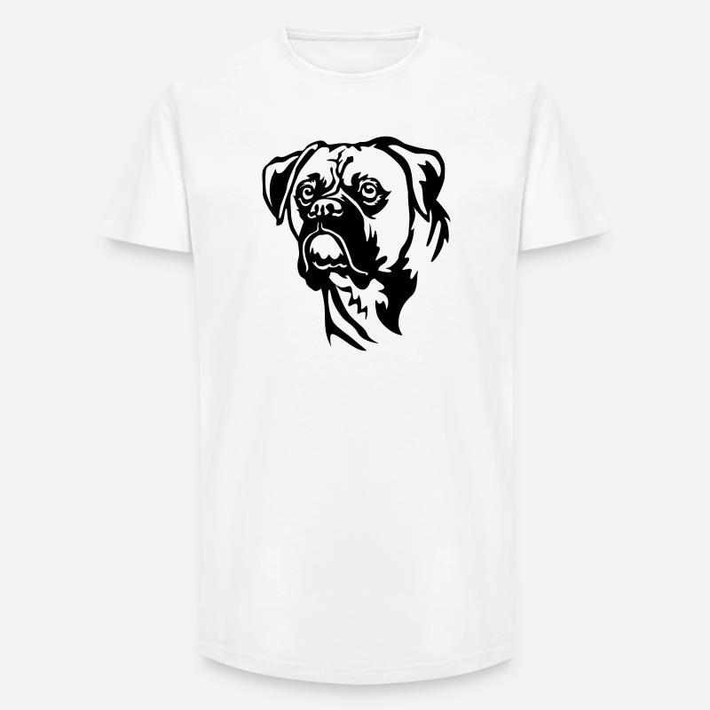 Boxer Kopf - Long Fit Männer T-Shirt - Weiß