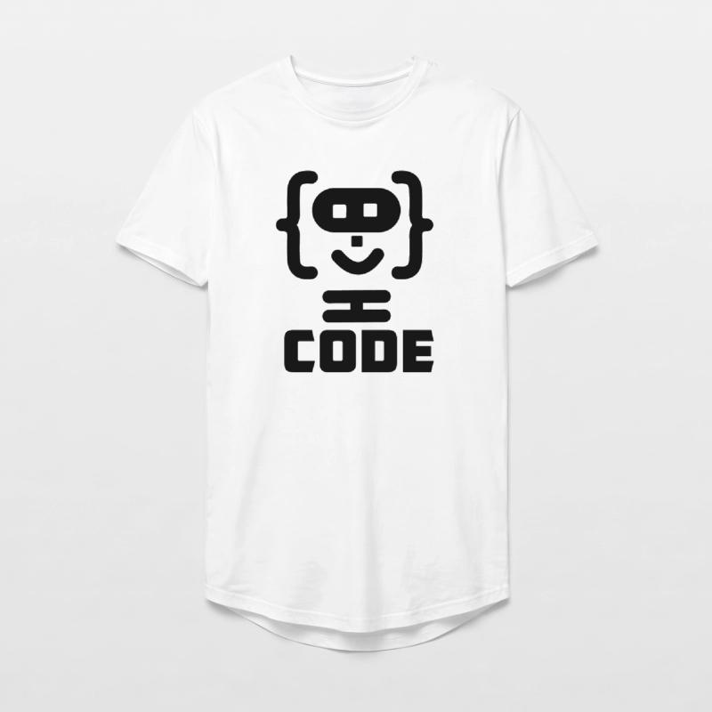 Hacker programmer code logo with text CODE Long Fit Men's T-Shirt