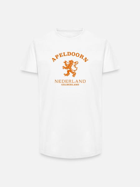 APELDOORN Nederland Niederlande Netherlands - Heren T-shirt met lange pasvorm - wit
