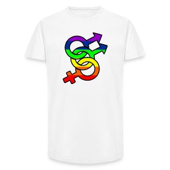 Gender bisexual 1 logo with rainbow - Long Fit Men's T-Shirt - white - Front - AI Model Male 185 light (185cm)