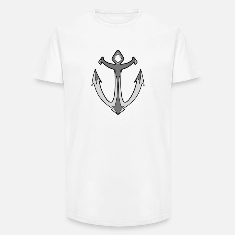 Anker - Long Fit Männer T-Shirt - Weiß