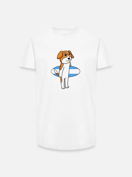 Surfboard Dog Beagle Surfing Gift - Long Fit Men's T-Shirt - white