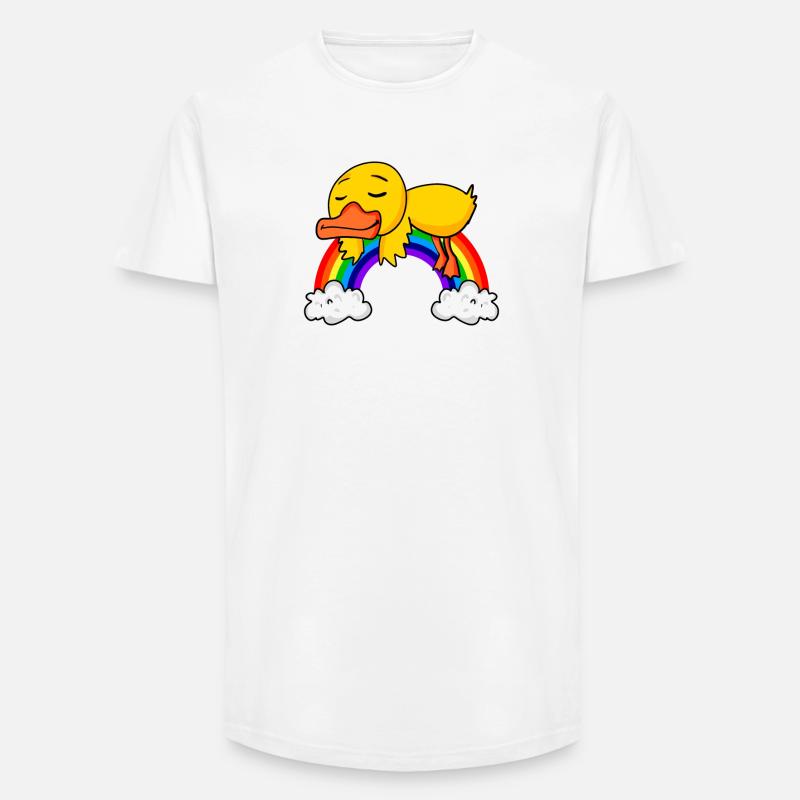 Rainbow Duck - Long Fit Men's T-Shirt - white