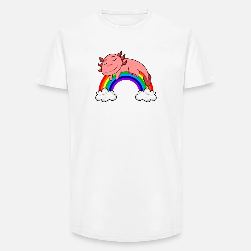 Regenbogen Axolotl - Long Fit Männer T-Shirt - Weiß