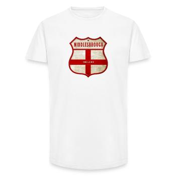 Middlesbrough England coat of arms - Long Fit Men's T-Shirt - white - Front - AI Model Male 185 light (185cm)