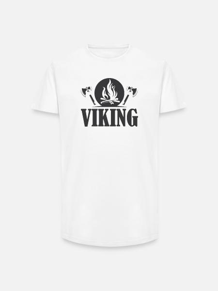 viking icon axe symbol fire graphic - Long Fit Men's T-Shirt - white