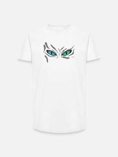 Night Cat Eyes Teal View - Long Fit Men's T-Shirt - white