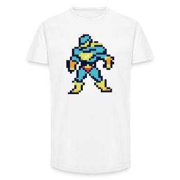 Pixel Art Superheld – Männlicher Held - Long Fit Männer T-Shirt - Weiß - Vorne - AI Model Male 185 light (185cm)