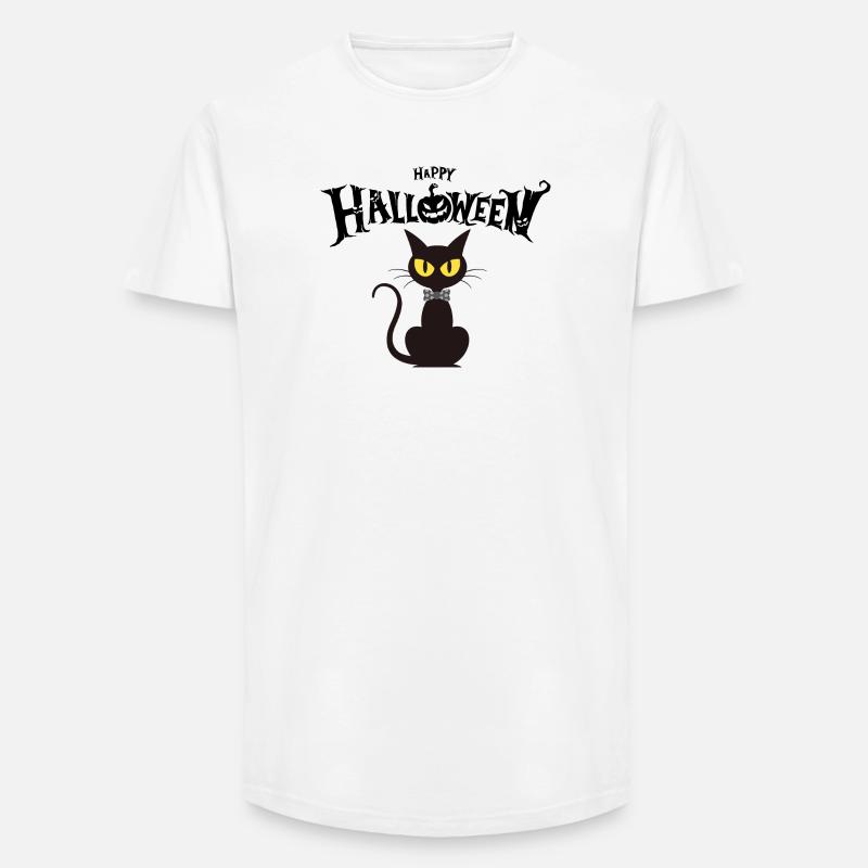 Black Cat Chic Fliege - Long Fit Männer T-Shirt - Weiß