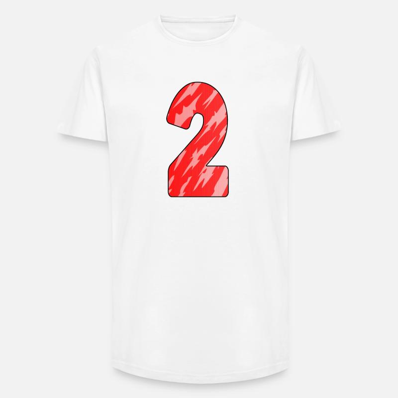Nummer 2 Rot Muster - Long Fit Männer T-Shirt - Weiß