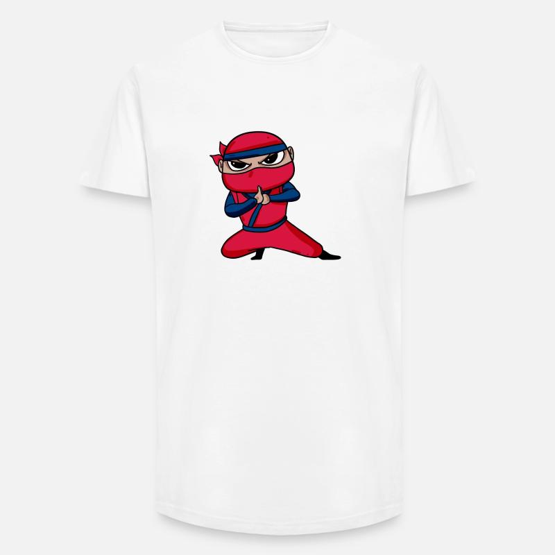 Ninja Rot - Long Fit Männer T-Shirt - Weiß