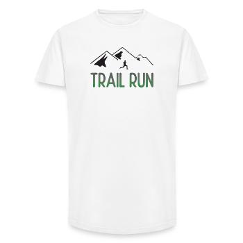 Course de sentier - T-shirt coupe longue homme - blanc - Devant - AI Model Male 185 light (185cm)