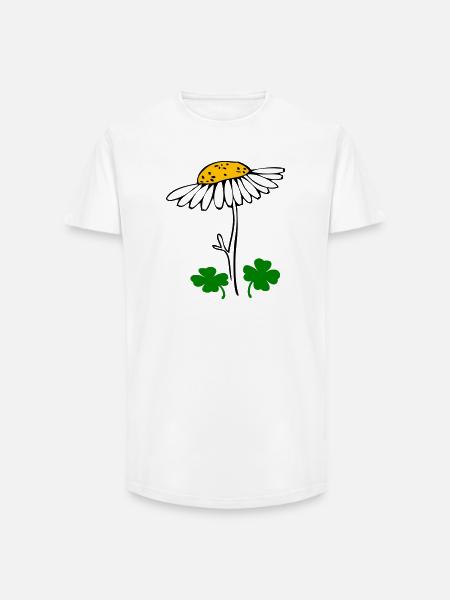 Lucky clover, chamomile blossom - Long Fit Men's T-Shirt - white