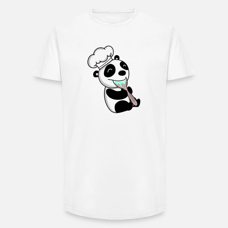 Panda Koch Niedlich - Long Fit Männer T-Shirt - Weiß