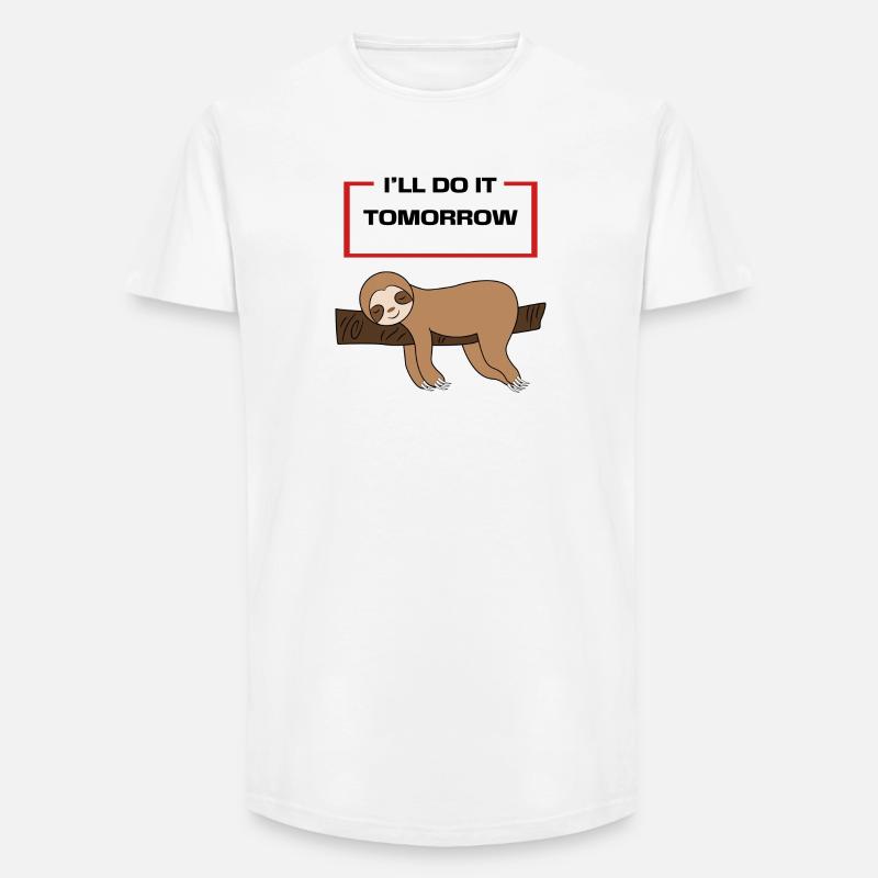 Animal Lazy Statement Hammock Sloth Sleeping - Long Fit Men's T-Shirt - white