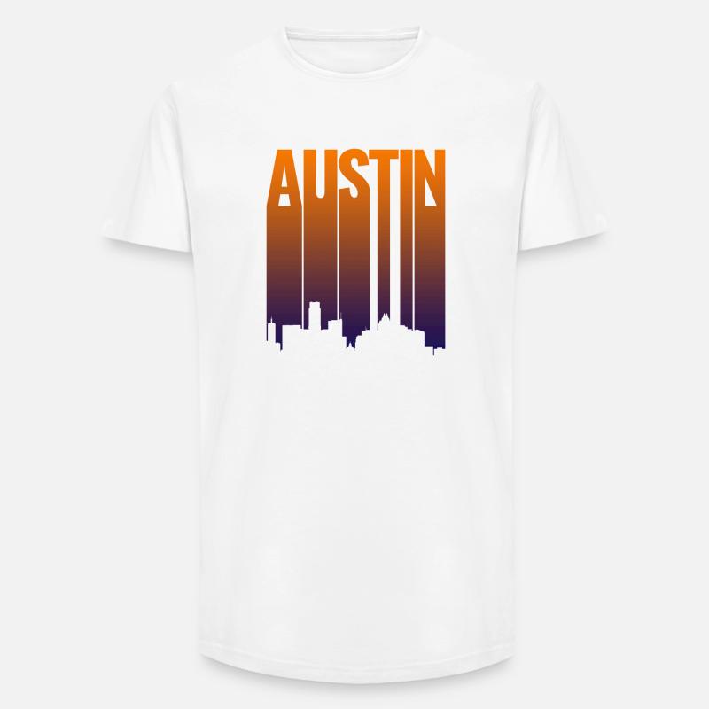Austin Skyline Gradient - Long Fit Männer T-Shirt - Weiß