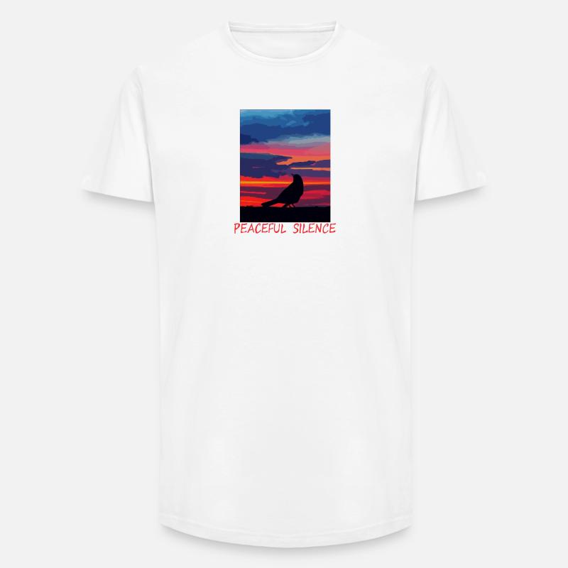 Vogel am Abendhimmel Frieden - Long Fit Männer T-Shirt - Weiß