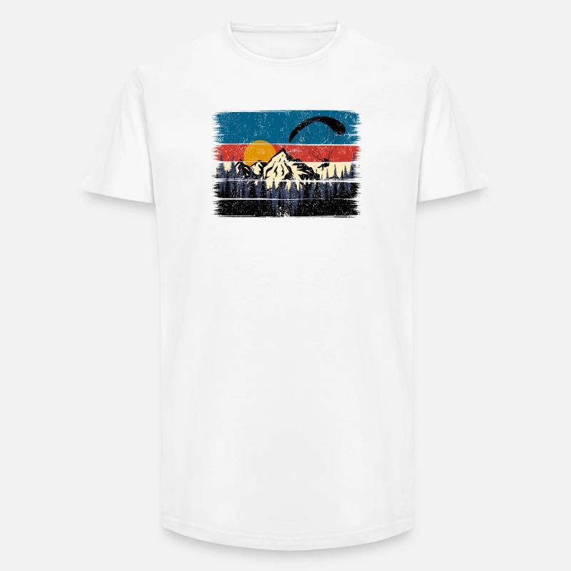 Sunset Summit Paraglide Retro - Long Fit Männer T-Shirt - Weiß