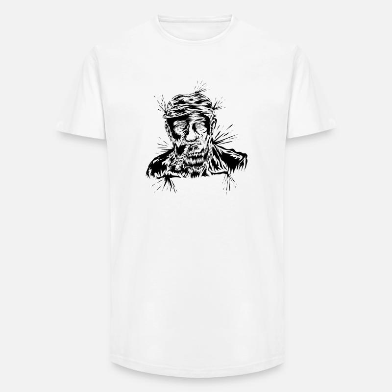 Opa mit Zigarre - Long Fit Männer T-Shirt - Weiß