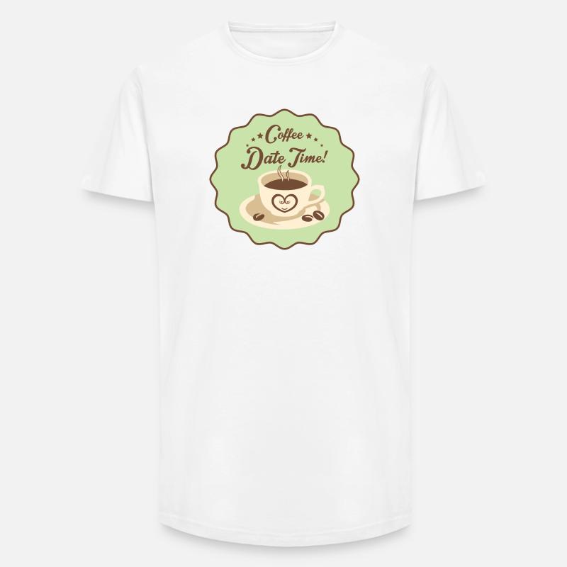 Coffee Date Time - Long Fit Männer T-Shirt - Weiß