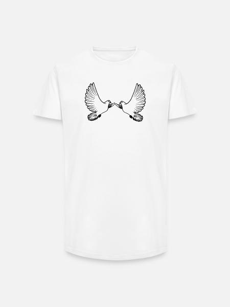 Two pigeons transparent - Long Fit Men's T-Shirt - white