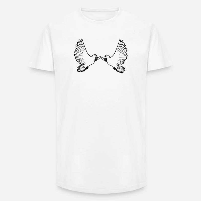 Zwei Tauben transparent - Long Fit Männer T-Shirt - Weiß