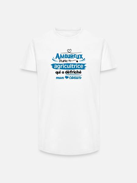 Amoureux d'une agricultrice - T-shirt coupe longue homme - blanc