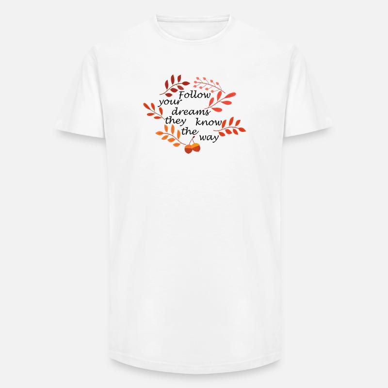 Herbstlaub und Eicheln Muster - Long Fit Männer T-Shirt - Weiß