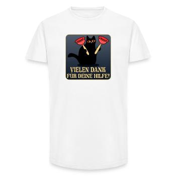 DANKE KATZEN SANITÄRANLAGEN KLEMPNER - Long Fit Männer T-Shirt - Weiß - Vorne - AI Model Male 185 light (185cm)