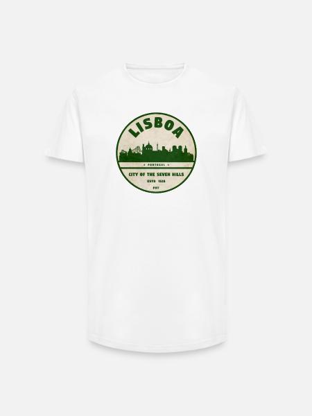 Lisboa Silhouette City Logo - Long Fit Men's T-Shirt - white
