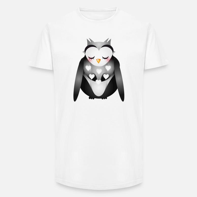 niedliche verträumte Eule - Long Fit Männer T-Shirt - Weiß