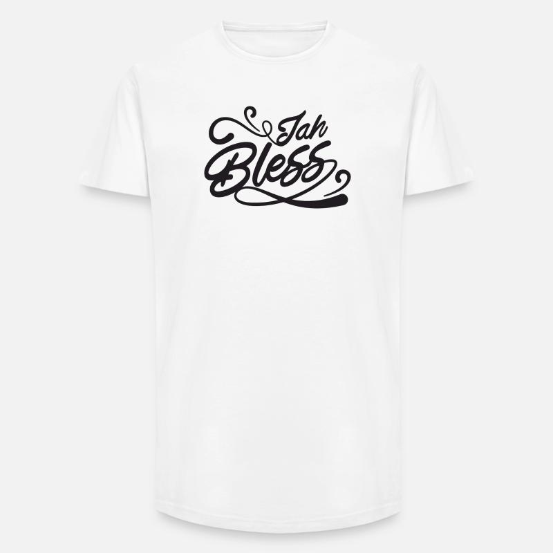 Jah Bless Script - Long Fit Männer T-Shirt - Weiß