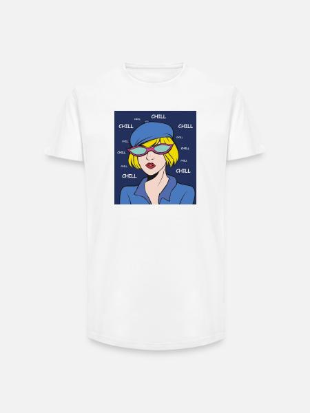 Chill Pop Art Lady - Long Fit Men's T-Shirt - white