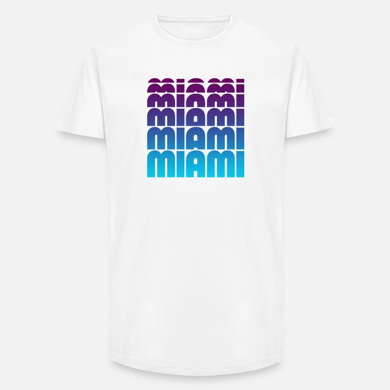 Miami Grid Gradient - Long Fit Männer T-Shirt - Weiß