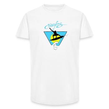 Surfen - Long Fit Männer T-Shirt - Weiß - Vorne - AI Model Male 185 light (185cm)