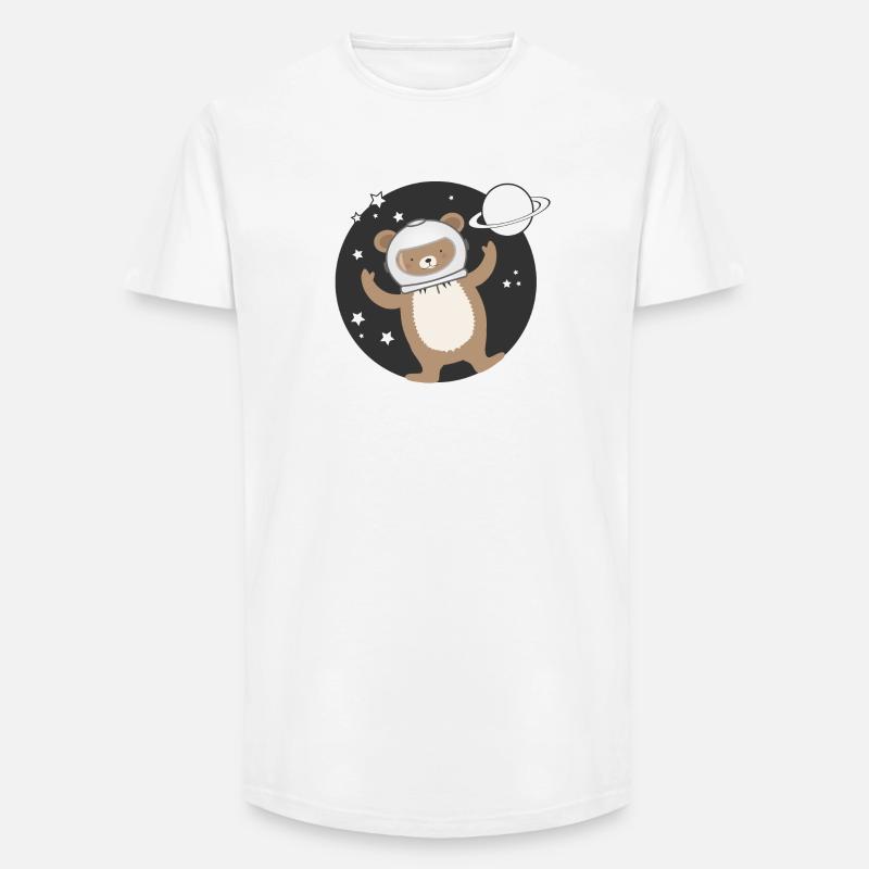 niedlicher Astronauten Bär im comic Stil - Long Fit Männer T-Shirt - Weiß