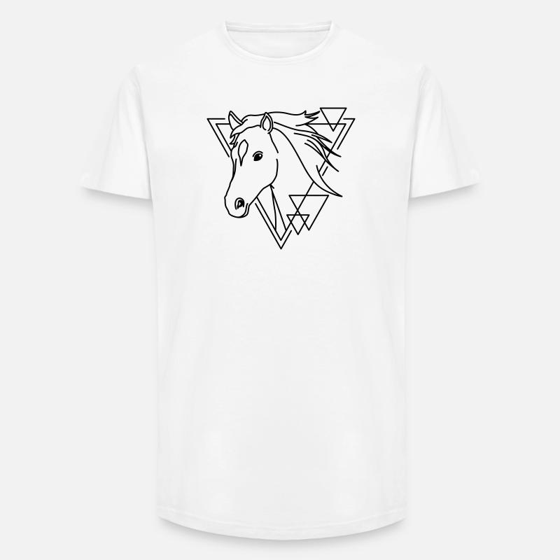 Pferd in geometrischer Form - Line-Art-Design - Long Fit Männer T-Shirt - Weiß