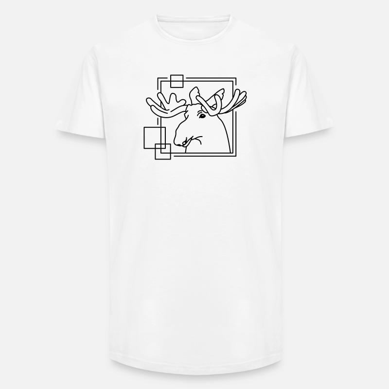Elch in geometrischer Form - Line-Art-Design - Long Fit Männer T-Shirt - Weiß